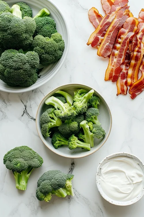 ingredientes brócoli con nata y bacon