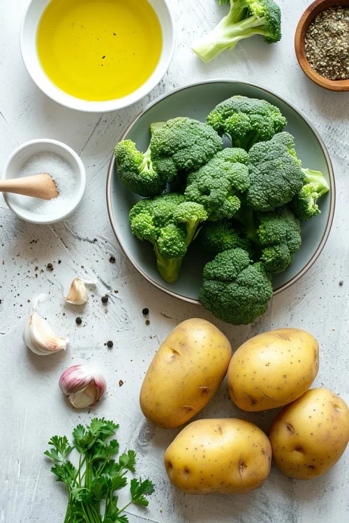 ingredientes brócoli con patatas cocidas