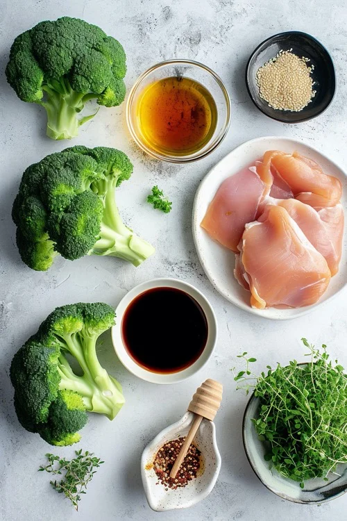 ingredientes brócoli con pollo y soja